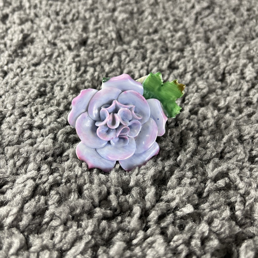 Porcelain Table Flower Figurine purple Flower. Vintage AK Kaiser W Germany